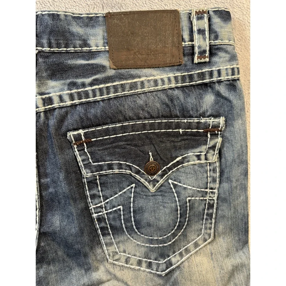 True Religion Ricky Big T Jeans Mens 40x34.5 Made In USA Straight Leg Y2K Blue